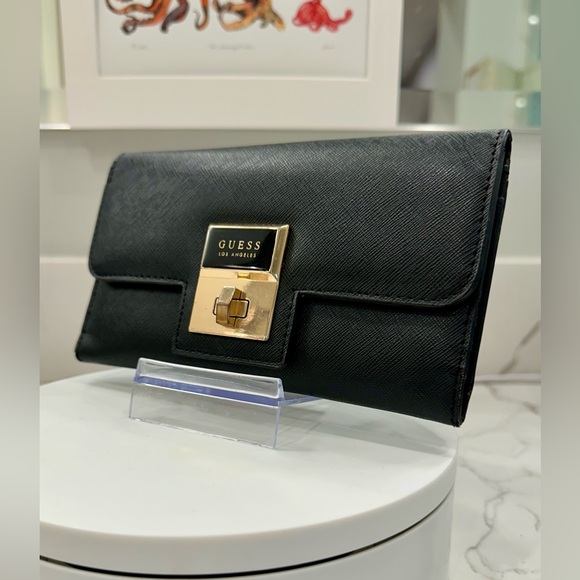VTG Guess - Los Angeles - Black & Gold Wallet - VGUC - Picture 4 of 17